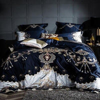 Luxury Bedding Sets Egyptian Cotton 1000TC Embroidery Blue Purple Bedding Sets Queen King Size - Lusy Store