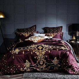 Luxury Bedding Sets Egyptian Cotton 1000TC Embroidery Blue Purple Bedding Sets Queen King Size - Lusy Store