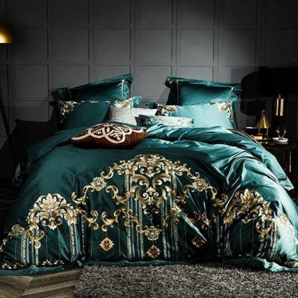 Luxury Bedding Sets Egyptian Cotton 1000TC Embroidery Blue Purple Bedding Sets Queen King Size - Lusy Store