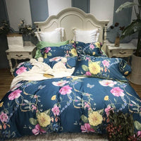 Luxury Bedding Sets Egyptian Cotton Yellow Bedding Sets Birds Flowers - Lusy Store