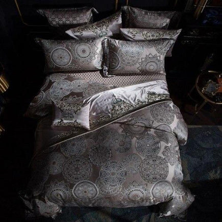 Luxury Bedding Sets Golden Silver Satin Cotton Queen King Size - Lusy Store