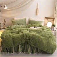 Luxury Bedding Sets Plush Shaggy Pompoms Fringe Ruffles Twin Full Queen King Size - Lusy Store