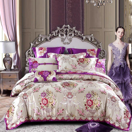 Luxury Bedding Sets Silk Satin Cotton Silver Golden Bed Spread Luxury Bed Room - Lusy Store