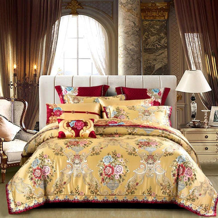 Luxury Bedding Sets Silk Satin Cotton Silver Golden Bed Spread Luxury Bed Room - Lusy Store