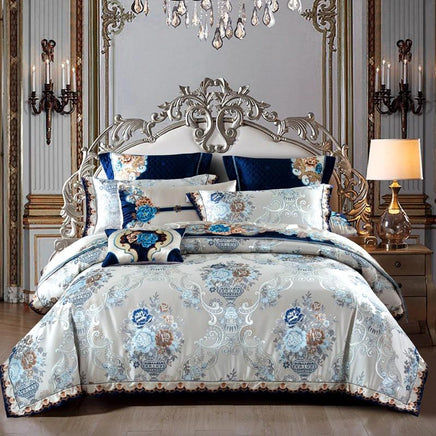 Luxury Bedding Sets Silk Satin Cotton Silver Golden Bed Spread Luxury Bed Room - Lusy Store