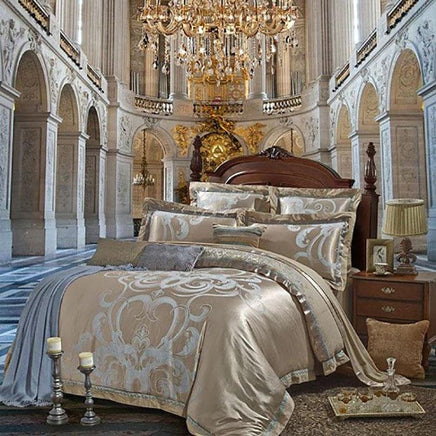Luxury Bedding Sets Silk Satin Jacquard Embroidery Bed Set - Lusy Store