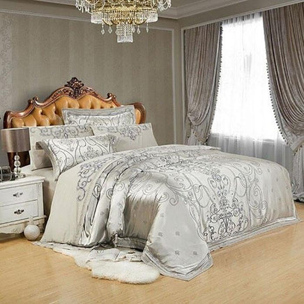 Luxury Bedding Sets Silk Satin Jacquard Embroidery Bed Set - Lusy Store