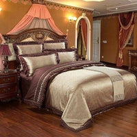 Luxury Bedding Sets Silk Satin Jacquard Embroidery Bed Set - Lusy Store