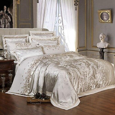 Luxury Bedding Sets Silk Satin Jacquard Embroidery Bed Set - Lusy Store