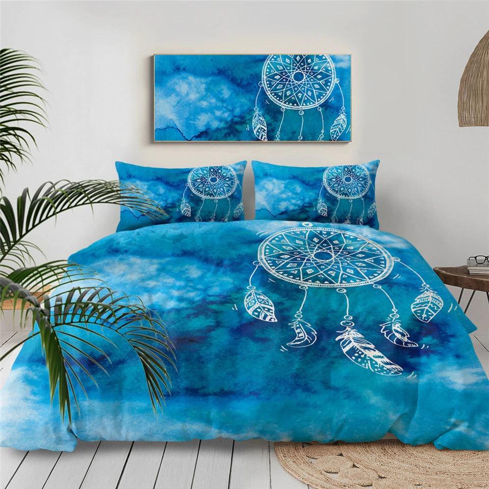 Luxury Bedding Sets Watercolor Dreamcatcher Blue Bedding Sets For Adult Kids - Lusy Store