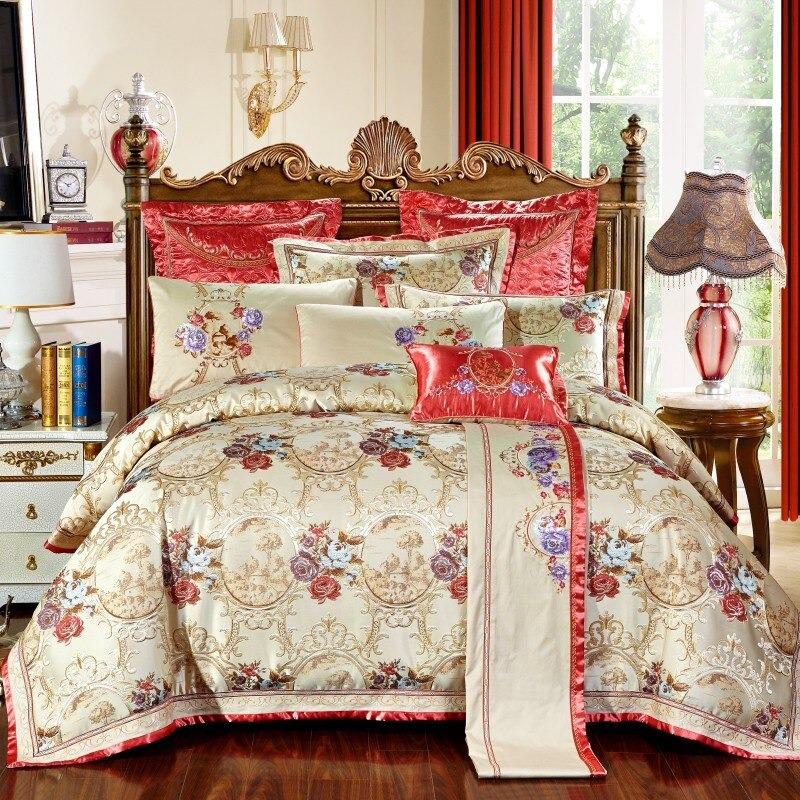 Luxury Bedding Sets Wedding Royal Cotton Stain Jacquard Bed Spread King  Queen Size