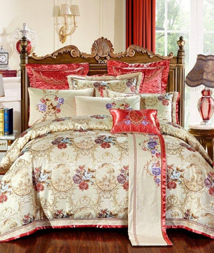 Luxury Bedding Sets Wedding Royal Cotton Stain Jacquard Bed Spread King Queen Size - Lusy Store