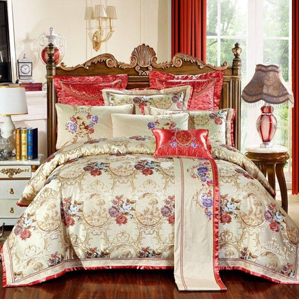 Luxury Bedding Sets Wedding Royal Cotton Stain Jacquard Bed Spread King Queen Size - Lusy Store