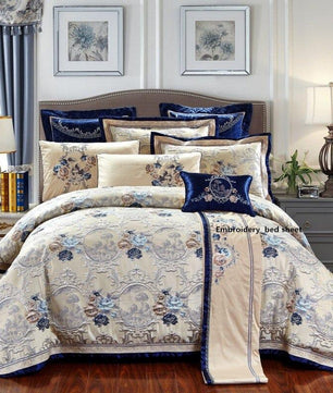 Luxury Bedding Sets Wedding Royal Cotton Stain Jacquard Bed Spread King Queen Size - Lusy Store