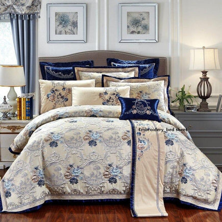 Luxury Bedding Sets Wedding Royal Cotton Stain Jacquard Bed Spread King Queen Size - Lusy Store