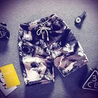 Mens Beach Pants Casual Beach Floral Shorts Straight Cotton Linen Bermuda Hawaiian Short Pants D396 - Lusy Store