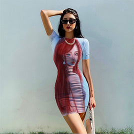 Mermaid Dresses Women Vestido Sexy Ladies Bodycon Dresses 3D Funny Beach D506 - Lusy Store