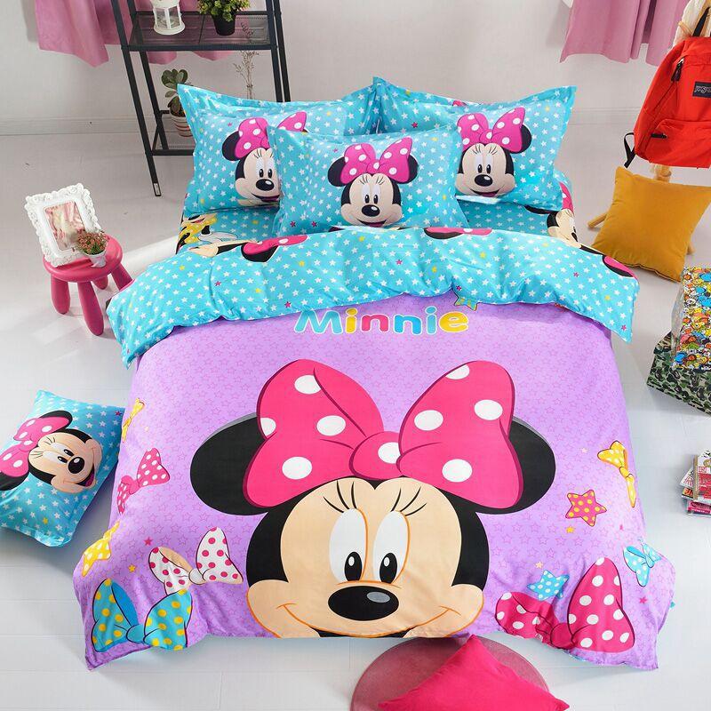 Mickey Minnie Mouse Bedding Sets Duvet Cover Bed Sheet Kids Bedding Sets Single/Twin/Full Size - Lusy Store