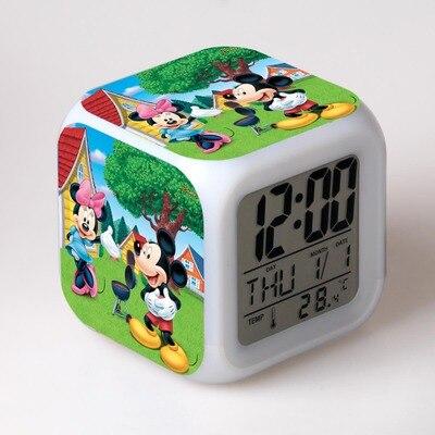 Mickey Mouse Alarm Clock For Kids Bedroom Digital Kawaii Anime PVC Birthday Toy A289 - Lusy Store