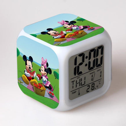 Mickey Mouse Alarm Clock For Kids Bedroom Digital LED 7 Changed Night Light - Lusy Store