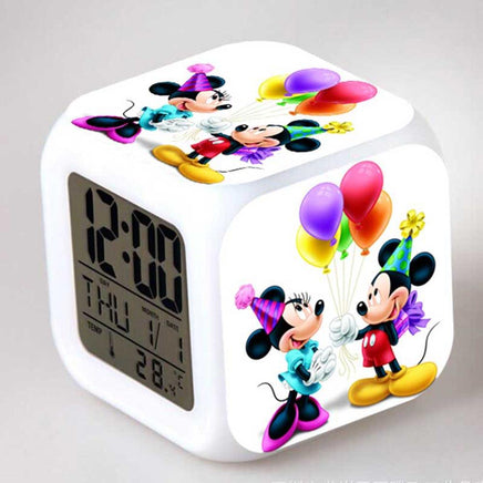 Mickey Mouse Alarm Clock For Kids Bedroom Digital LED 7 Changed Night Light - Lusy Store