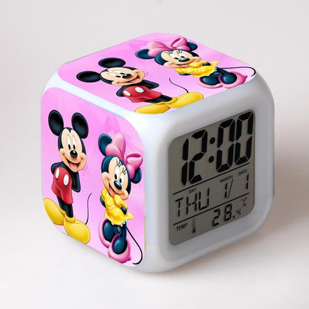 Mickey Mouse Alarm Clock For Kids Bedroom Digital LED 7 Changed Night Light - Lusy Store