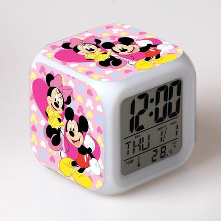 Mickey Mouse Alarm Clock For Kids Bedroom Digital LED 7 Changed Night Light - Lusy Store