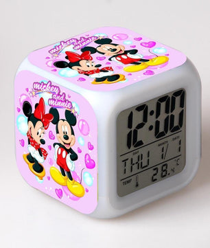 Mickey Mouse Alarm Clock For Kids Bedroom Digital LED 7 Changed Night Light - Lusy Store