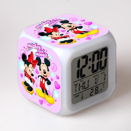 Mickey Mouse Alarm Clock For Kids Bedroom Digital LED 7 Changed Night Light - Lusy Store
