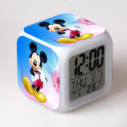 Mickey Mouse Alarm Clock For Kids Bedroom Digital LED 7 Changed Night Light - Lusy Store