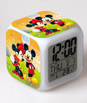 Mickey Mouse Alarm Clock For Kids Bedroom Digital LED 7 Changed Night Light - Lusy Store