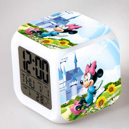 Mickey Mouse Alarm Clock For Kids Bedroom Digital LED 7 Changed Night Light - Lusy Store