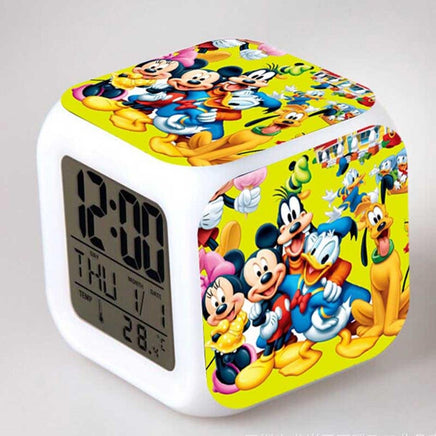 Mickey Mouse Alarm Clock For Kids Bedroom Digital LED 7 Changed Night Light A106 - Lusy Store