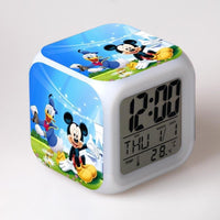 Mickey Mouse Alarm Clock For Kids Bedroom Digital LED 7 Changed Night Light G102 8cm x 8cm x 8cm Blue