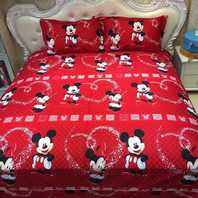 Mickey Mouse Bedding Sets 100% Cotton Red Color Duvet Cover Kids Bedding Sets Twin/Full/Queen/King Size - Lusy Store