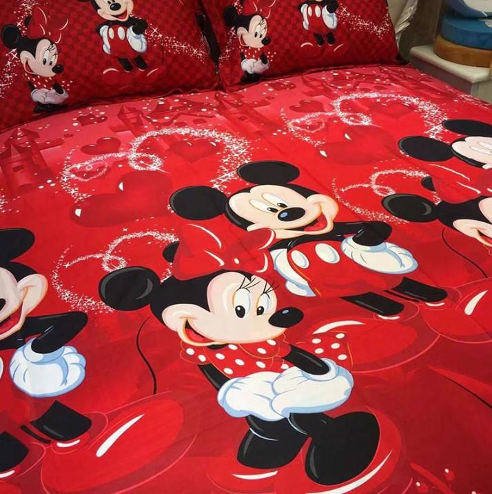 Mickey Mouse Bedding Sets 100% Cotton Red Color Duvet Cover Kids Bedding Sets Twin/Full/Queen/King Size - Lusy Store