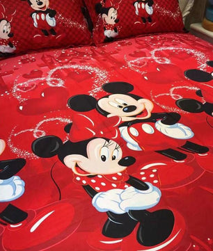 Mickey Mouse Bedding Sets 100% Cotton Red Color Duvet Cover Kids Bedding Sets Twin/Full/Queen/King Size - Lusy Store