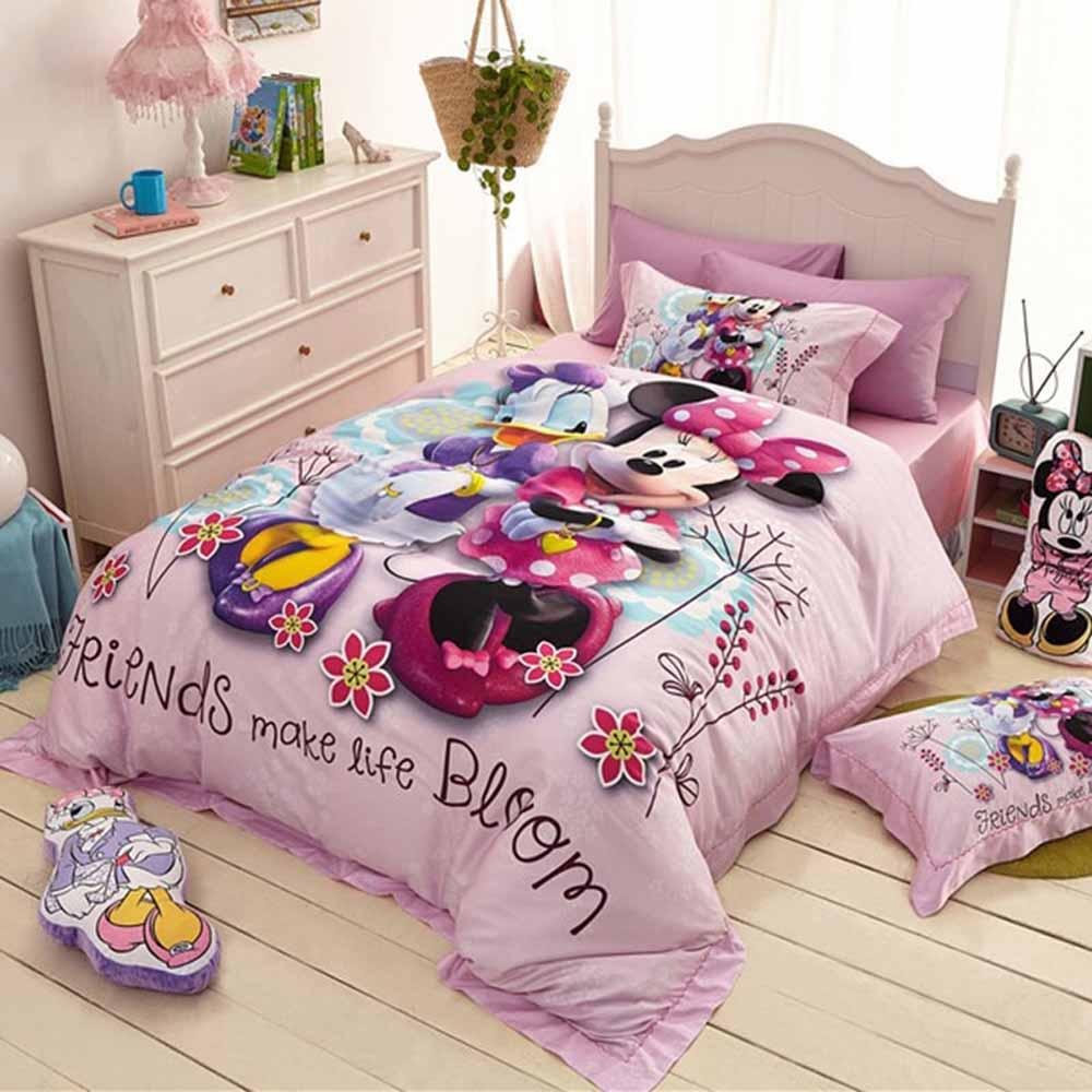 Mickey Mouse & Friends Goofy 100% Cotton Twin Queen Bedroom Decor Sheet Sets 3D Pink Bedding Sets - Lusy Store