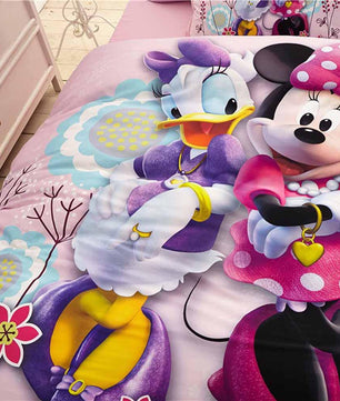 Mickey Mouse & Friends Goofy 100% Cotton Twin Queen Bedroom Decor Sheet Sets 3D Pink Bedding Sets - Lusy Store