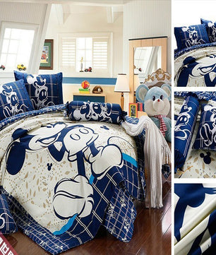 Mickey Mouse & Friends Goofy Egyptian 100% Cotton Bed Linen Bedroom Decor Blue Bedding Sets Luxurious MMF2 - Lusy Store