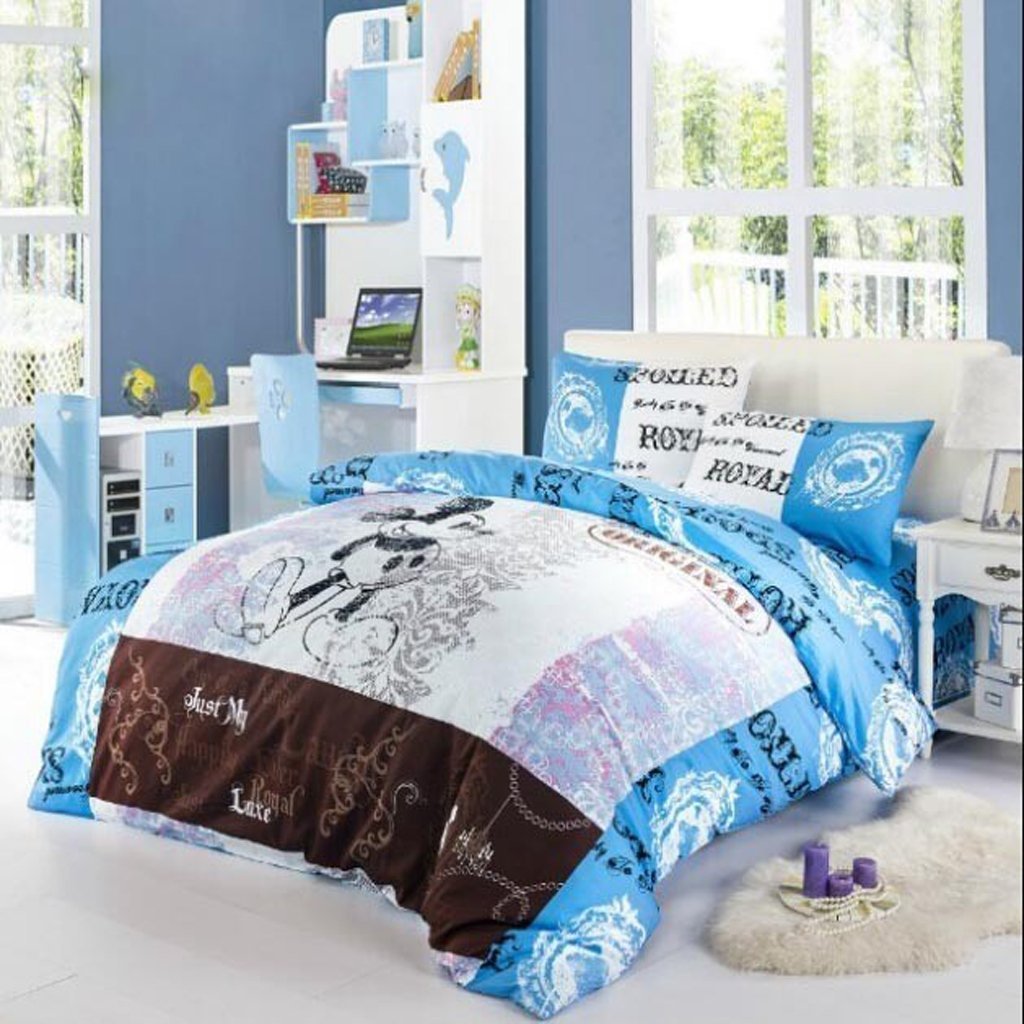 Mickey Mouse & Friends Goofy Egyptian 100% Cotton Bed Linen Bedroom Decor Blue Bedding Sets Luxurious MMF8 - Lusy Store