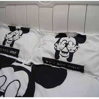 Mickey Mouse & Friends Twin Full Queen King Bedroom Decoration Sheet Sets 3D Black and White Bedding Sets MK2 - Lusy Store
