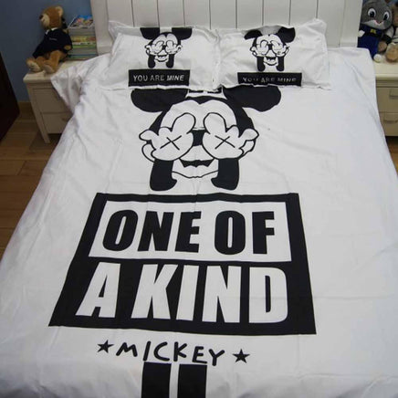 Mickey Mouse & Friends Twin Full Queen King Bedroom Decoration Sheet Sets 3D Black and White Bedding Sets MK2 - Lusy Store