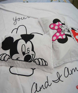Mickey Mouse & Friends Twin Full Queen King Bedroom Decoration Sheet Sets 3D Black and White Bedding Sets MK3 - Lusy Store