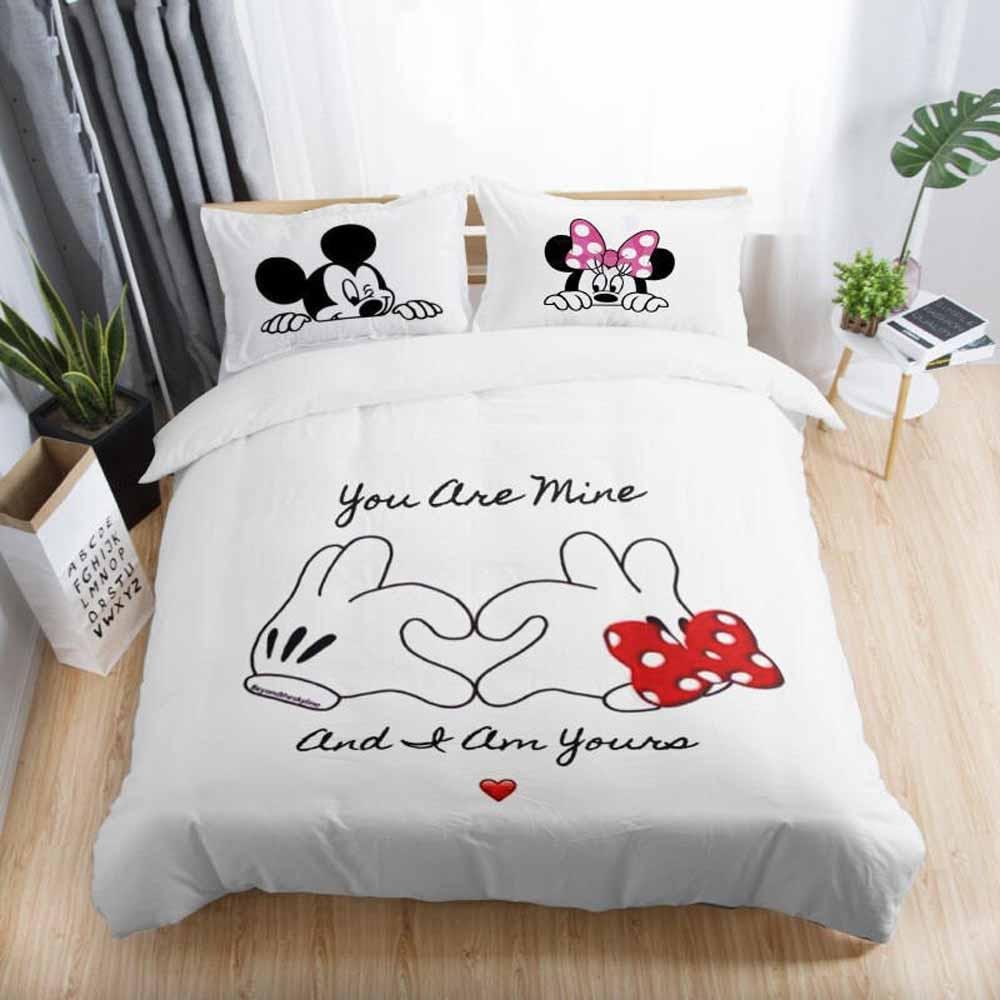 Mickey Mouse & Friends Twin Full Queen King Bedroom Decoration Sheet Sets 3D Black and White Bedding Sets MK3 - Lusy Store