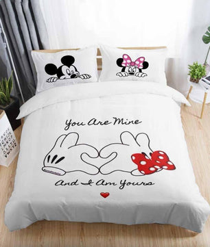 Mickey Mouse & Friends Twin Full Queen King Bedroom Decoration Sheet Sets 3D Black and White Bedding Sets MK3 - Lusy Store