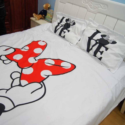 Mickey Mouse & Friends Twin Full Queen King Bedroom Decoration Sheet Sets 3D Black and White Bedding Sets MK4 - Lusy Store