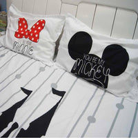 Mickey Mouse & Friends Twin Full Queen King Bedroom Decoration Sheet Sets 3D Black and White Bedding Sets MK5 - Lusy Store