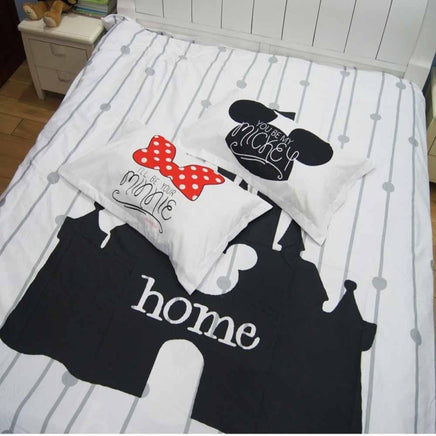 Mickey Mouse & Friends Twin Full Queen King Bedroom Decoration Sheet Sets 3D Black and White Bedding Sets MK5 - Lusy Store