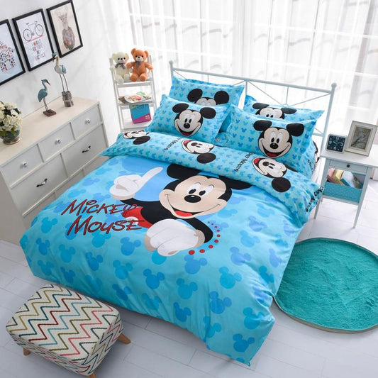 Mickey Mouse & Friends Twin Full Queen Sheet Sets Duvet Cover Blue Bedding Sets MM1 - Lusy Store